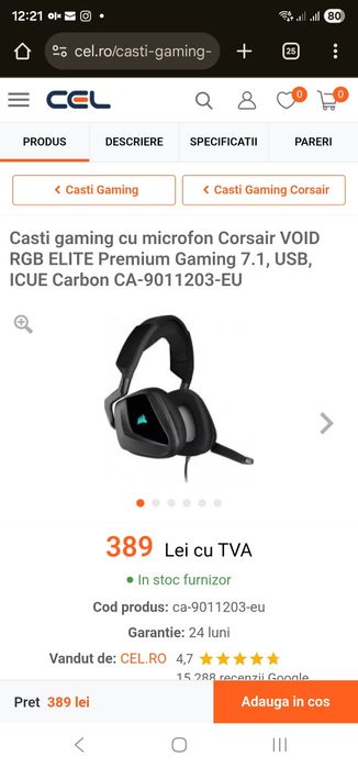 Casti corsair Void ,cu fir ,RGB GAMING