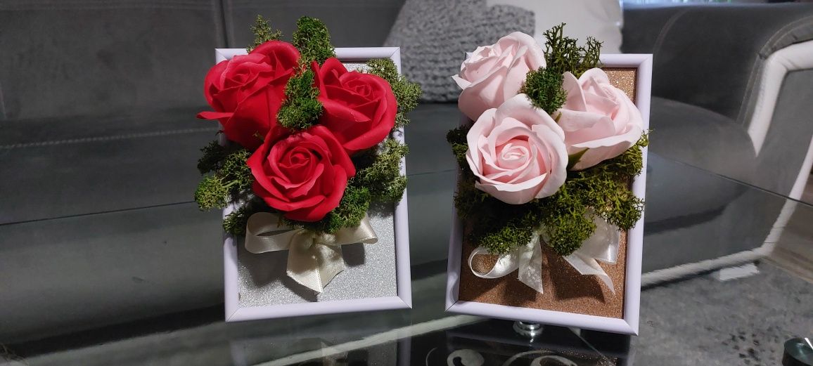 3Д картина с ароматни сапунени рози и скандинавски мъх