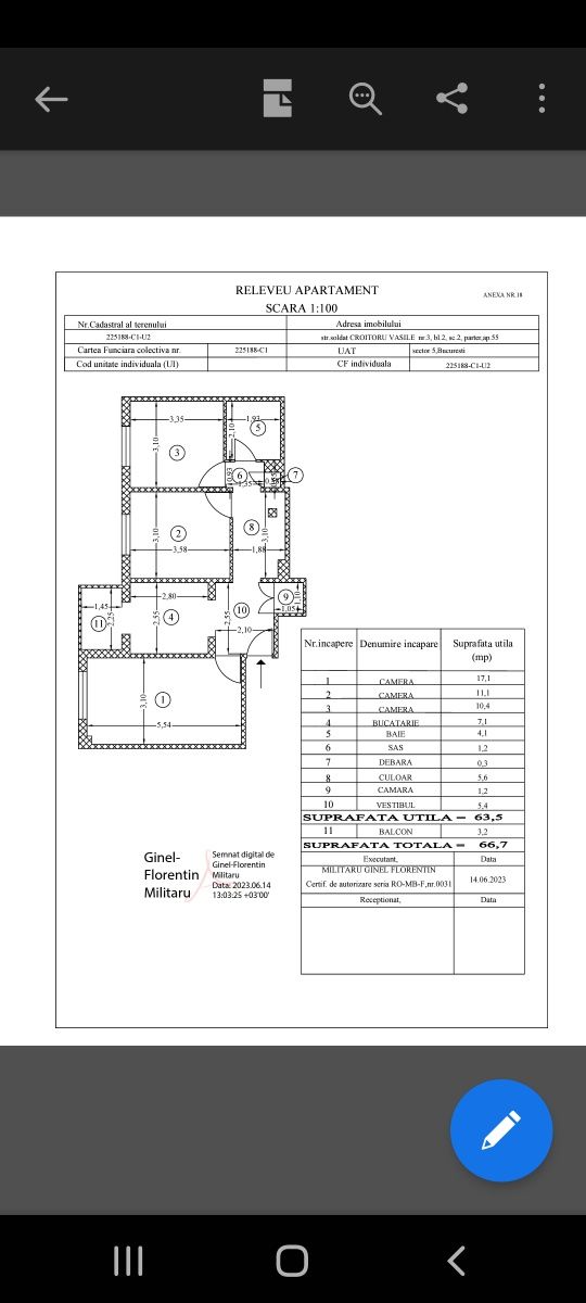 Proprietar vând apartament cu 3 camere  Rahova sold. V.  Croitoru .