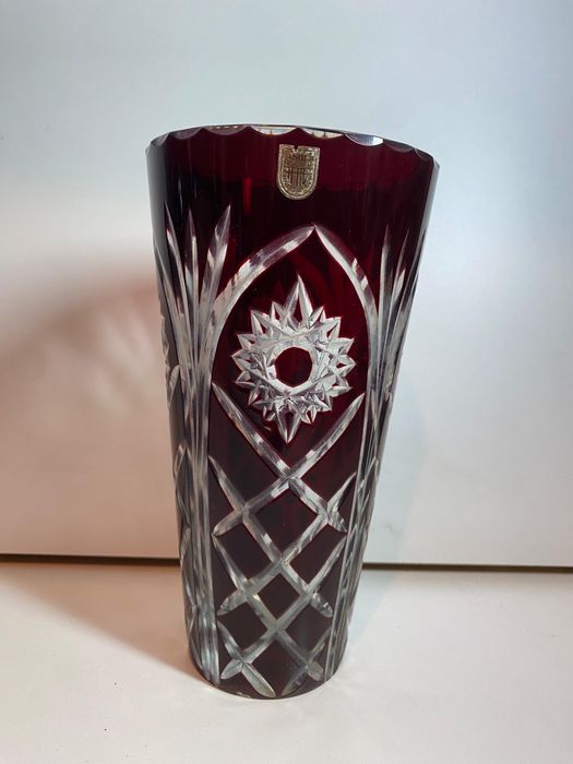 Vaze Vintage din Cristal Roșu Rubin; Obiecte Decor Vaze Suport Flori