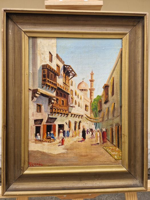 Страхотна антикварна майсторска картина масло върху платно