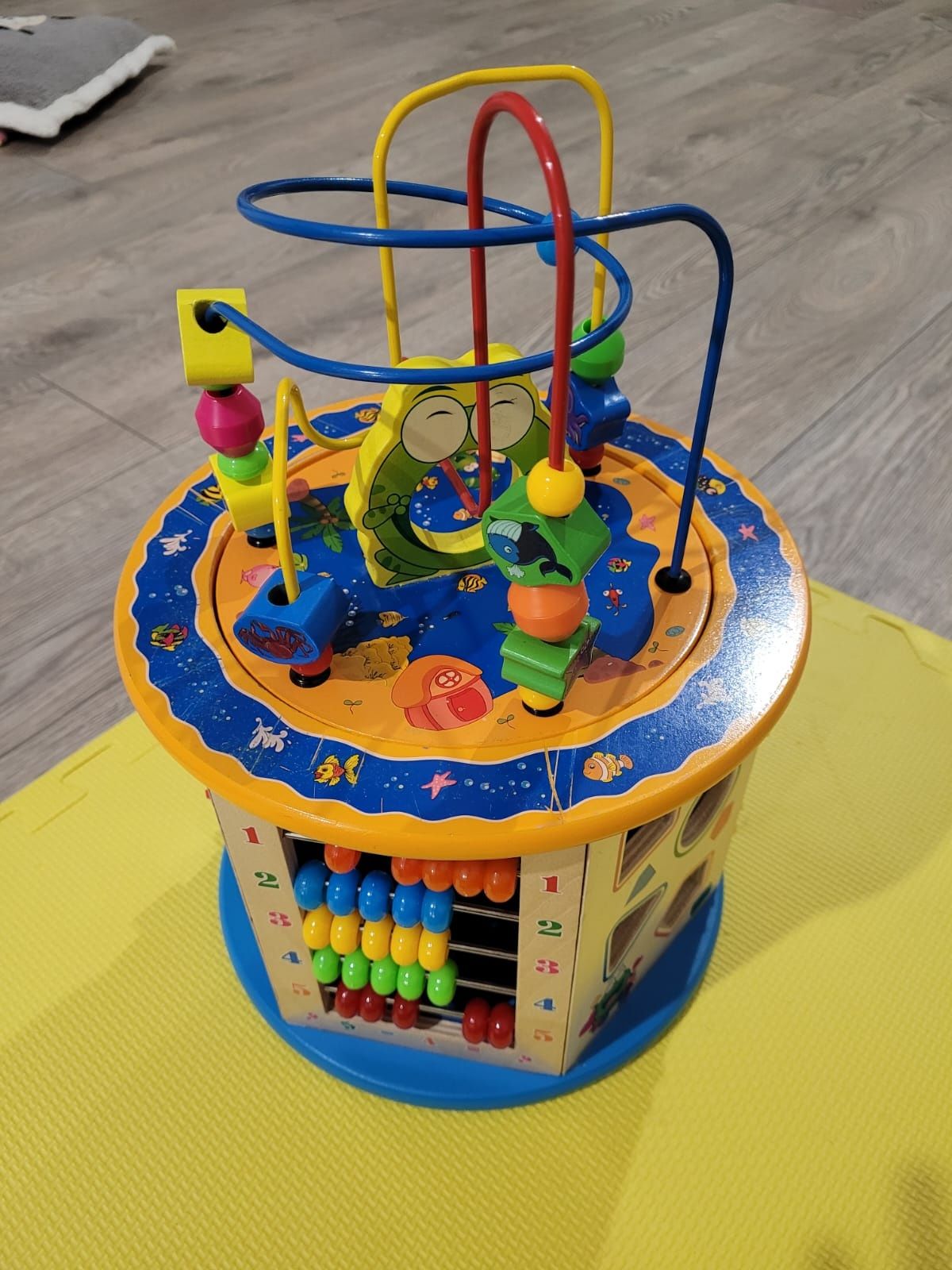 Jucarie din lemn, multifunctionala, Cub educativ