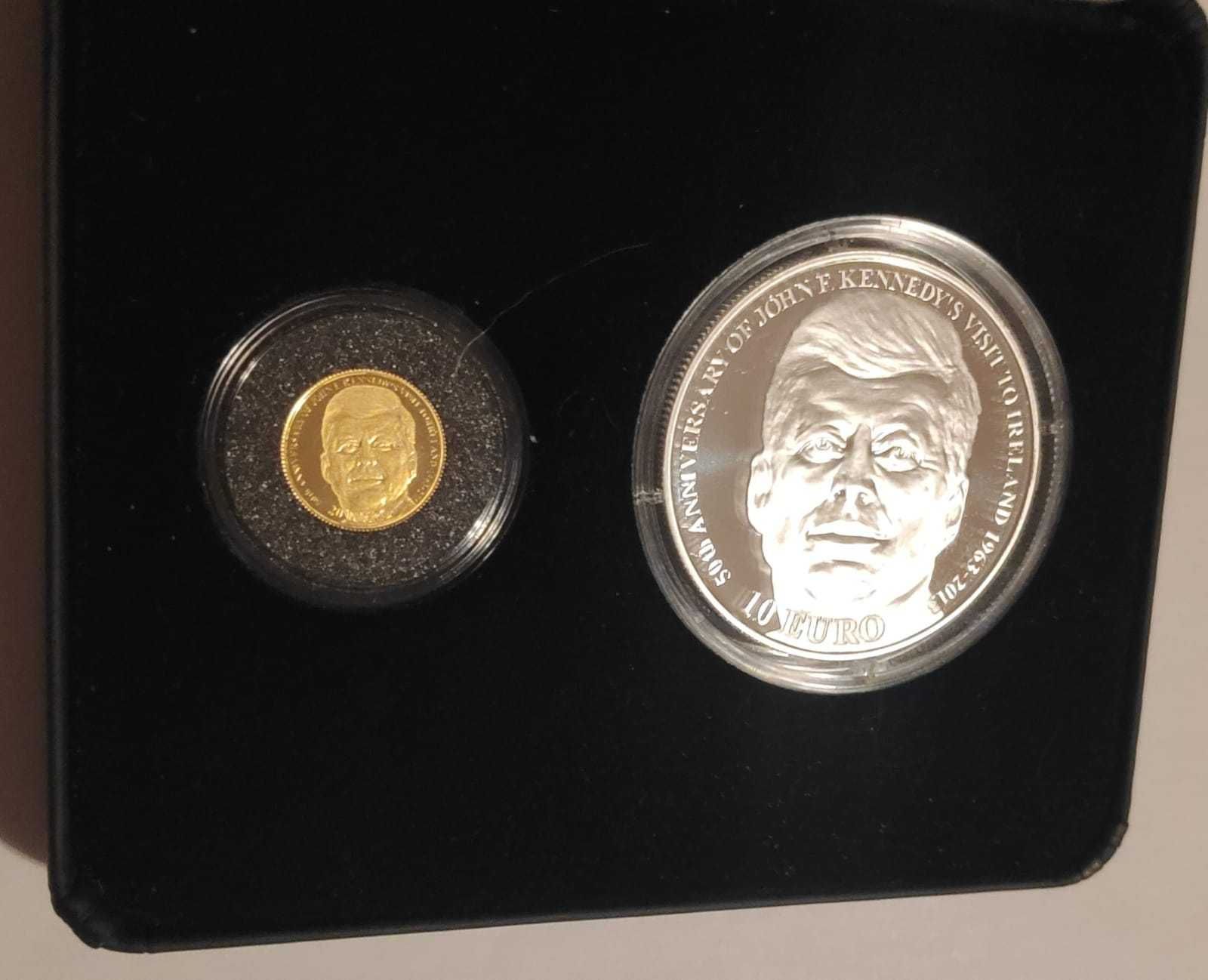 Set monede aur argint 999 Kennedy 10 și 20 euro 2013 Irlanda 1g + 28g