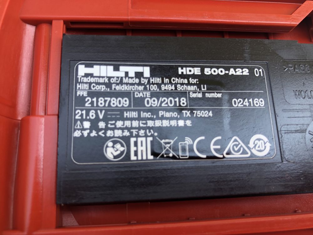 Pistol Ancorare Chimica pe Baterie Hilti HDE 500-A22 Fabricatie 2019