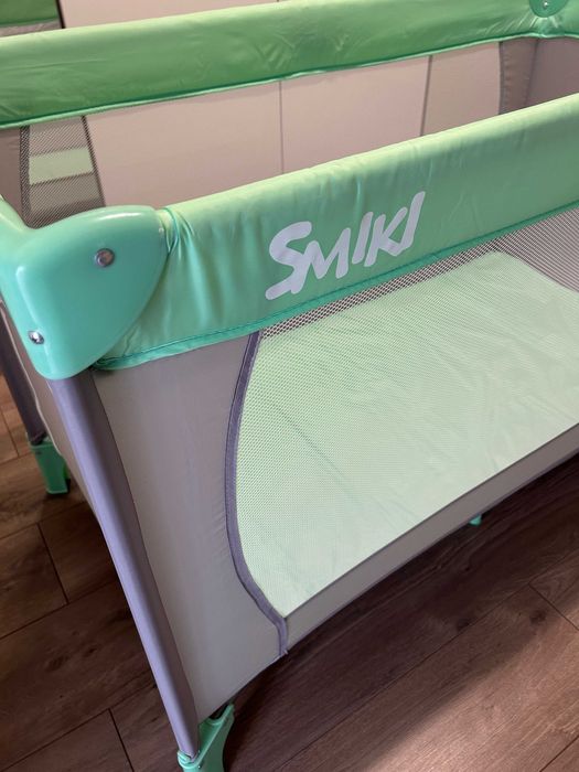 Patut pliabil de calatorie/voiaj Smiki 60x120cm, verde/gri