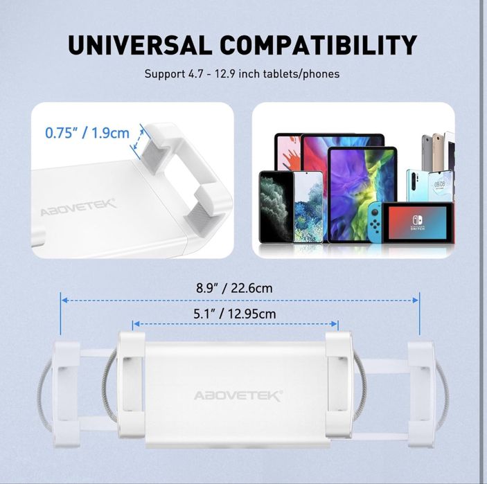 Suport pernă premium AboveTEK pentru smartphone/tabletă, reglabil 360°