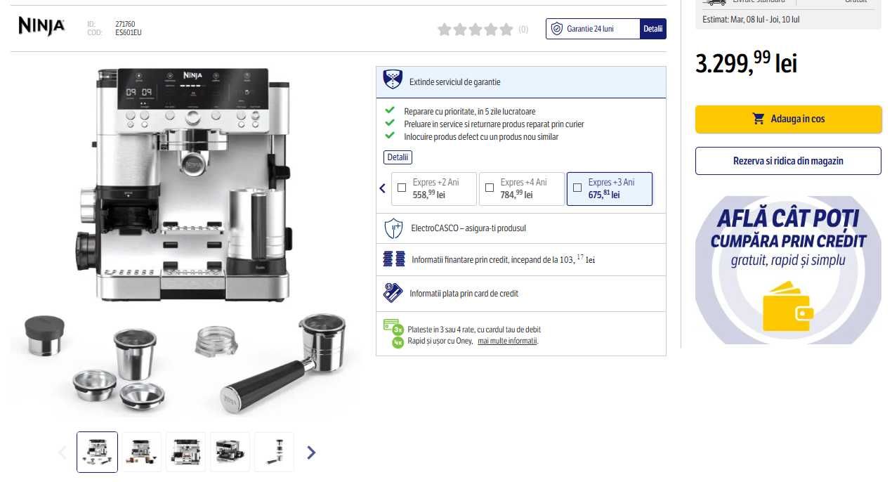 Espressor semi-automat Ninja 3in1 Luxe Cafe Premier ES601EU