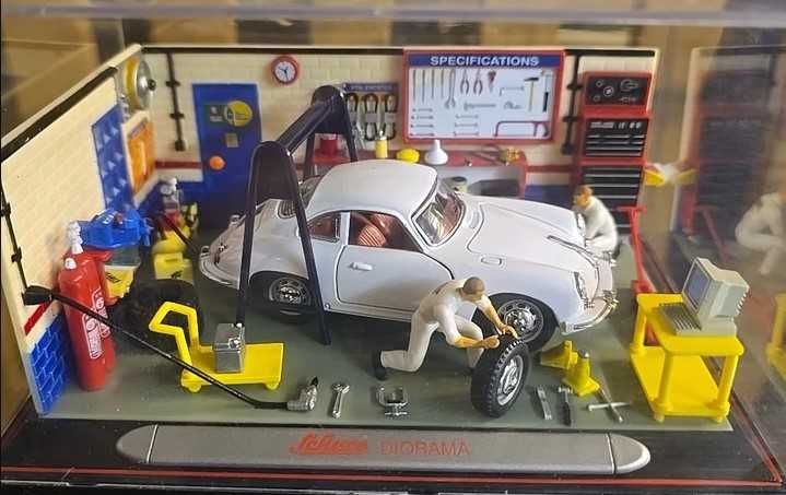 Diorama Garage 1:43 Schuco, Cararama, Диорама гараж Porsche, VW