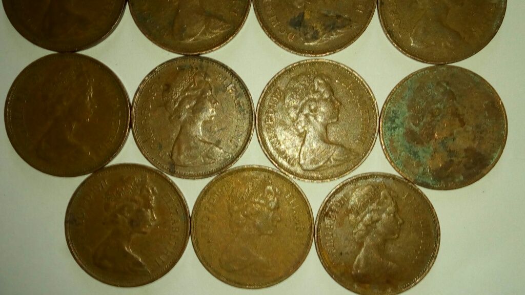 2 new pence din 1971 și 1 new penny din 1971