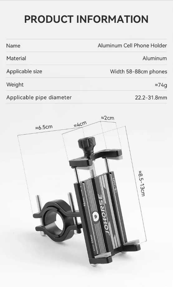 Suport telefon pentru bicicleta - aluminiu