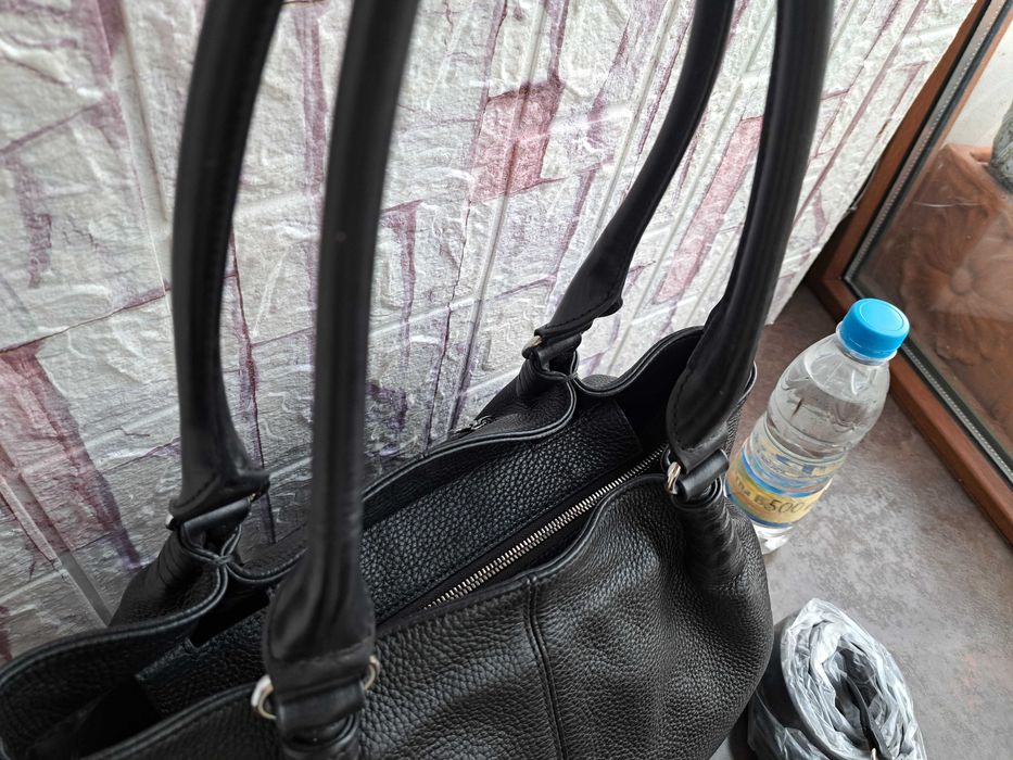 дамска чанта,Tergan,черна-естествена кожа