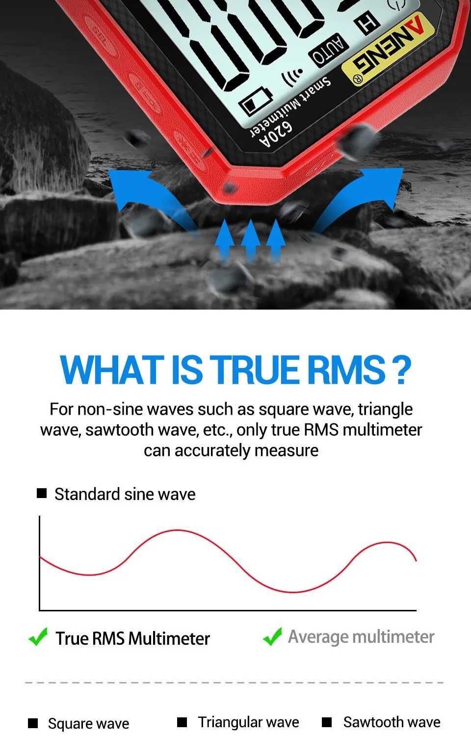 ANENG 620A Цифров интелигентен мултиметър,True RMS