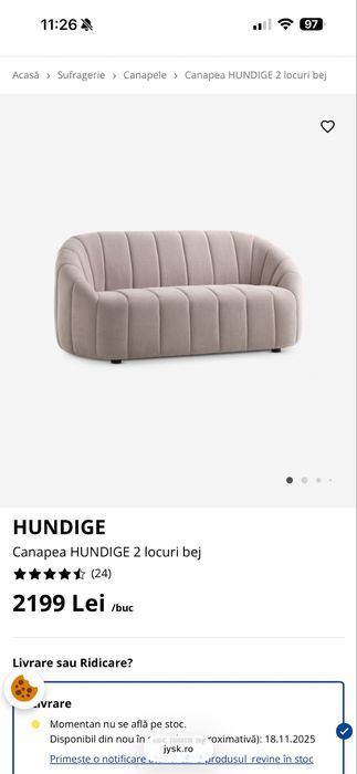 Canapea HUNDIGE Jysk Bej  ca noua