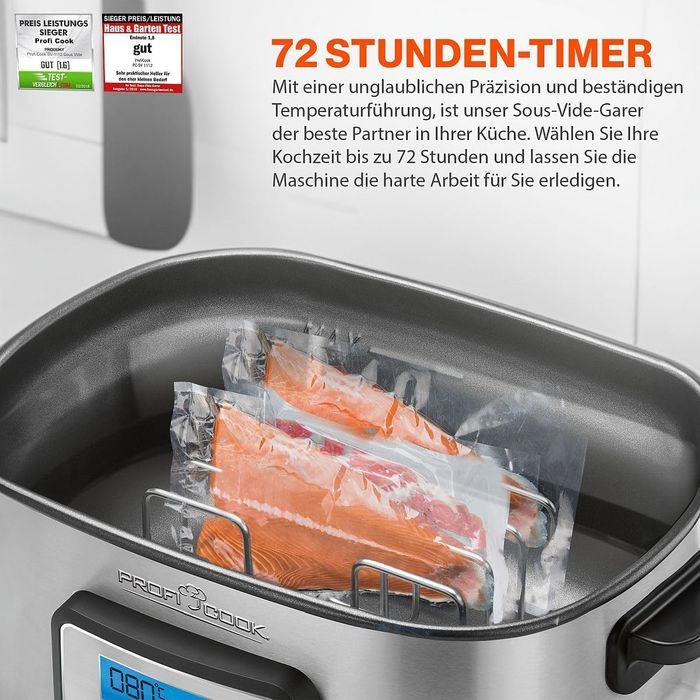 Multicooker, Profi Cook, Sous-vide, 520 W, LCD, 8.5 l, Negru/Argintiu