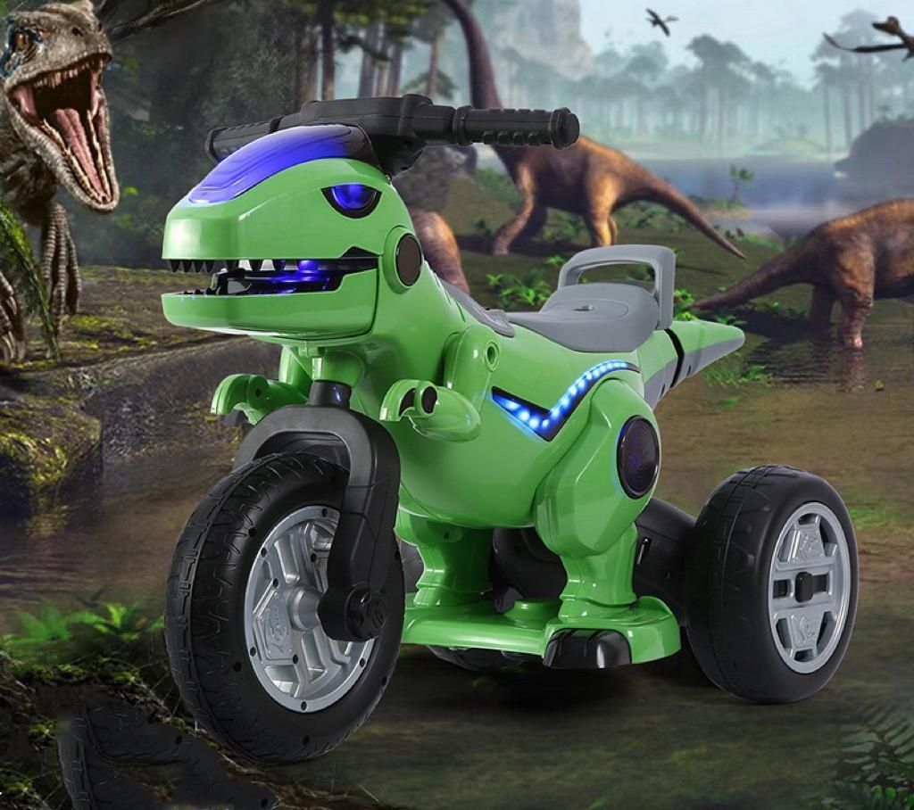 Motocicleta electrica pentru copii Dinozaur cu 2 motoare acumulator 12