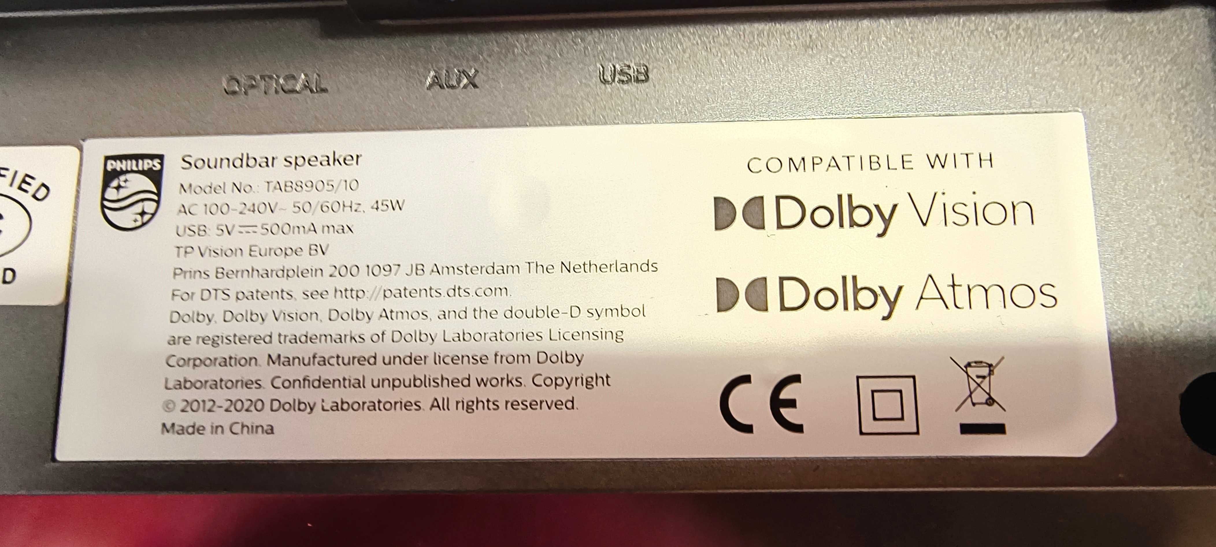 Soundbar Philips tab8905/10 Dolby Atmos 3.1.2