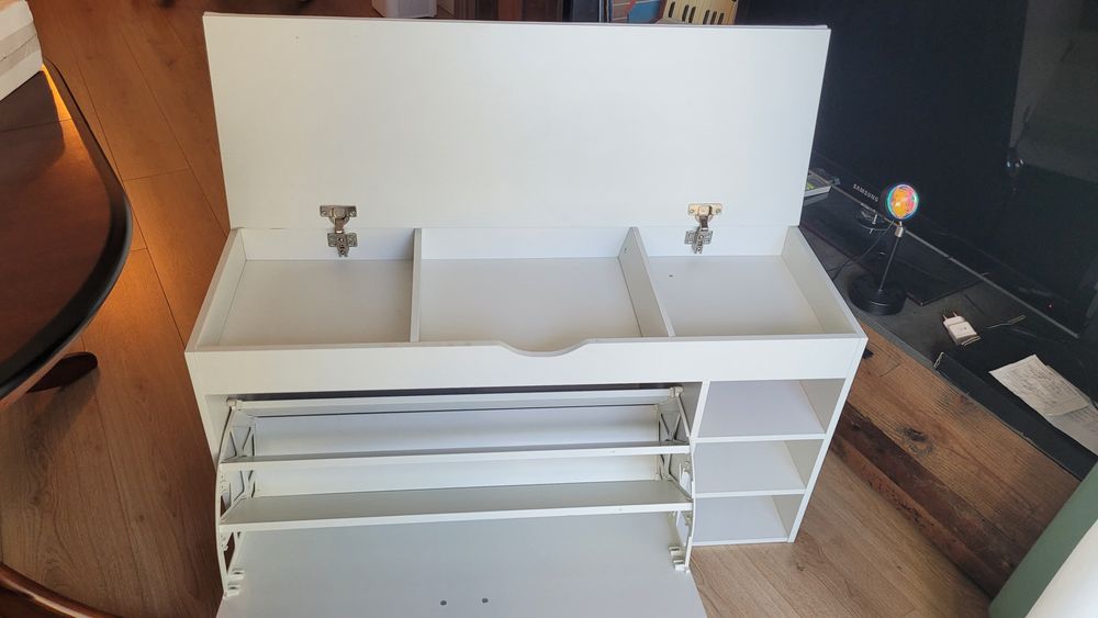 Dulap pentru pantofi tip bancheta, 100 x 34 x 51 cm, Alb