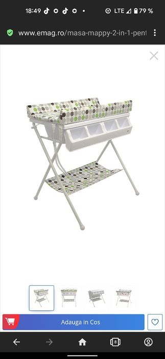 Masa Mappy 2 in 1 pentru infasat bebelusi cu cadita inclusa