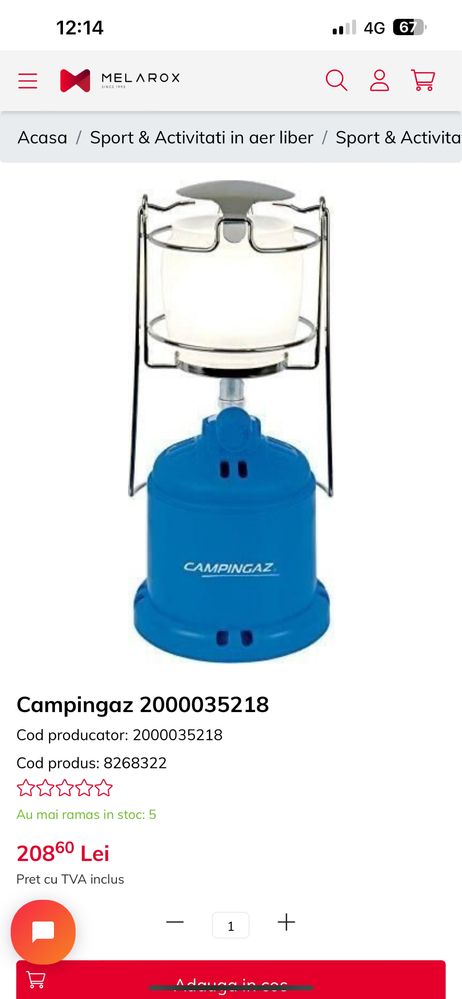 Lampă camping,pe gaz