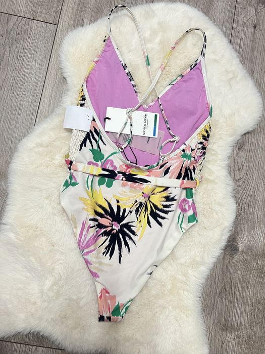 Costum de baie intreg Scotch & Soda Amsterdam alb roz de brand