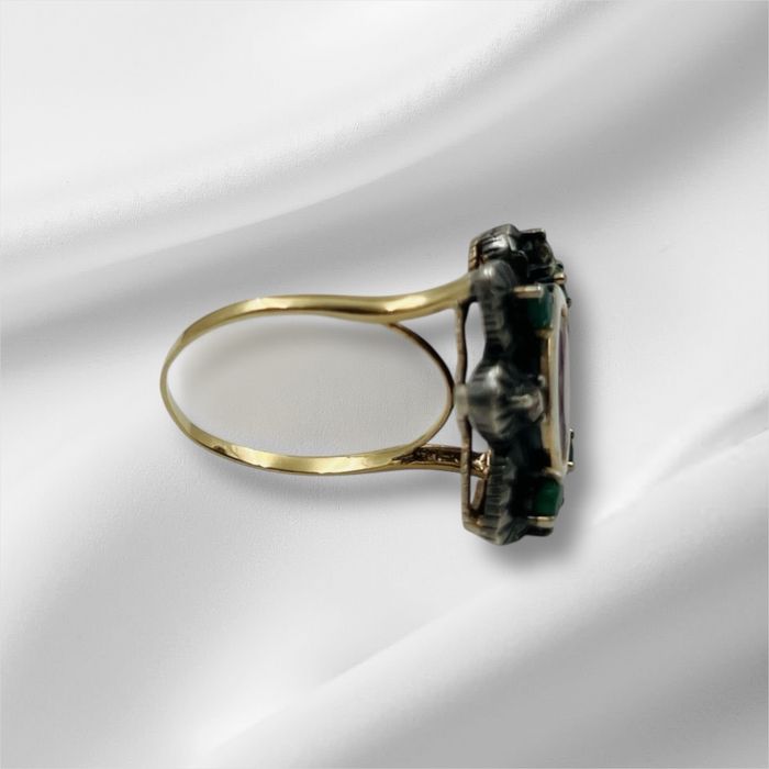 винтидж пръстен със златен ринг 14 к и сребро