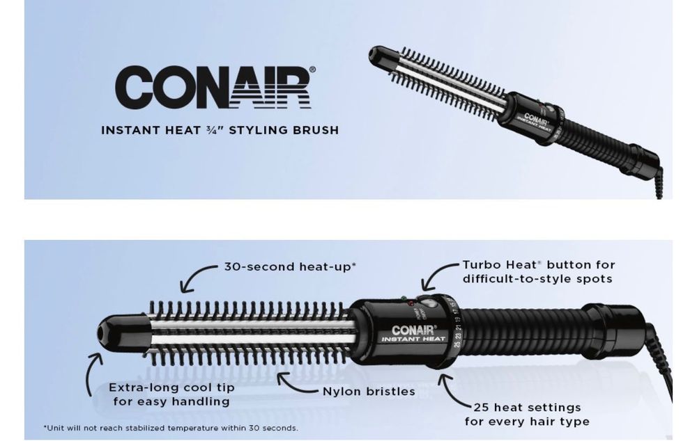 Perie ondulatoare Conair Instant Heat, pentru păr scurt