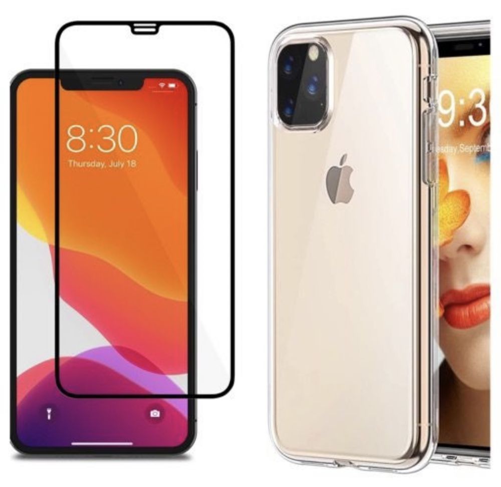 Husa Silicon si Folie Sticla Curbata Mini Iphone 12 13 14 PRO MAX MINI