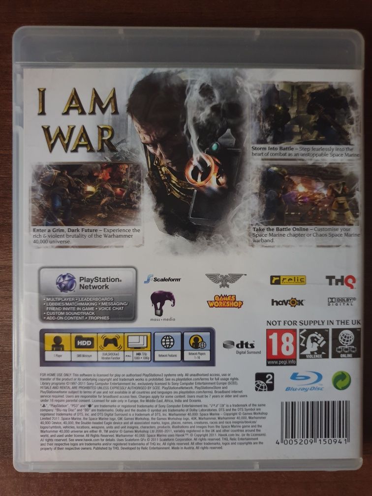 Warhammer 40000 Space Marine PS3/Playstation 3