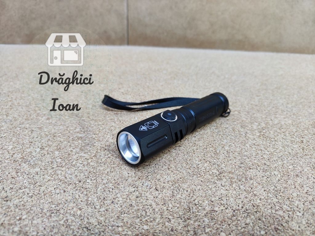 Lanterna mini - led PM10 LASER, din aliaj si cu acumulator 18650