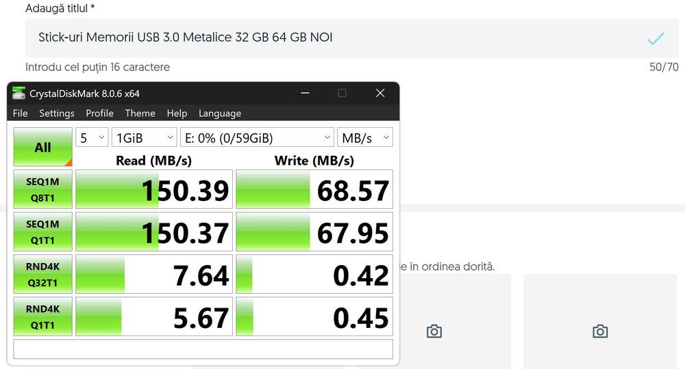 Stick-uri Memorii USB 3.0 Metalice 32 GB 64 GB NOI 150 MB/s 70 MB/s