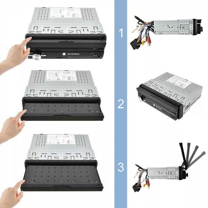 Dvd auto player, radio, bt, usb, wi-fi, retractabil, 1+16g sau 2 +32g