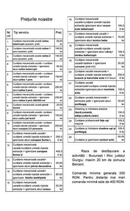 Servicii curatenie canapele, saltele, covoare, tapiterii