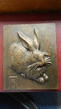 Bronz turnat - Iepurele = The Hare- dupa un desen de A Durer 1503 AD