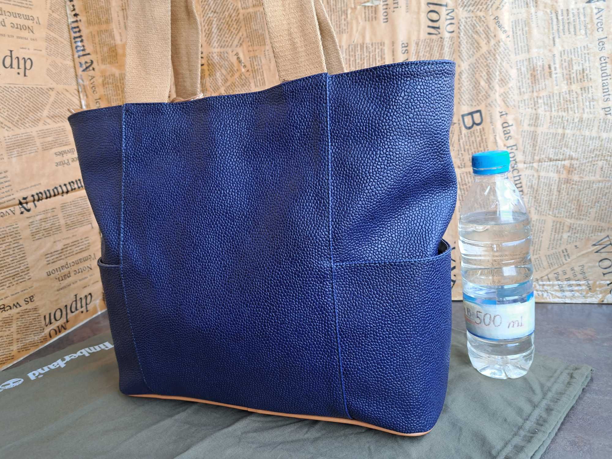 Timberland-тъмно синя кожена чанта,торба-естествена кожа