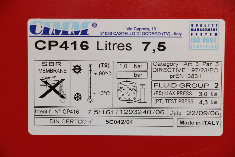 Vas expansiune CIMM 7,5 litri centrala termica Ferroli