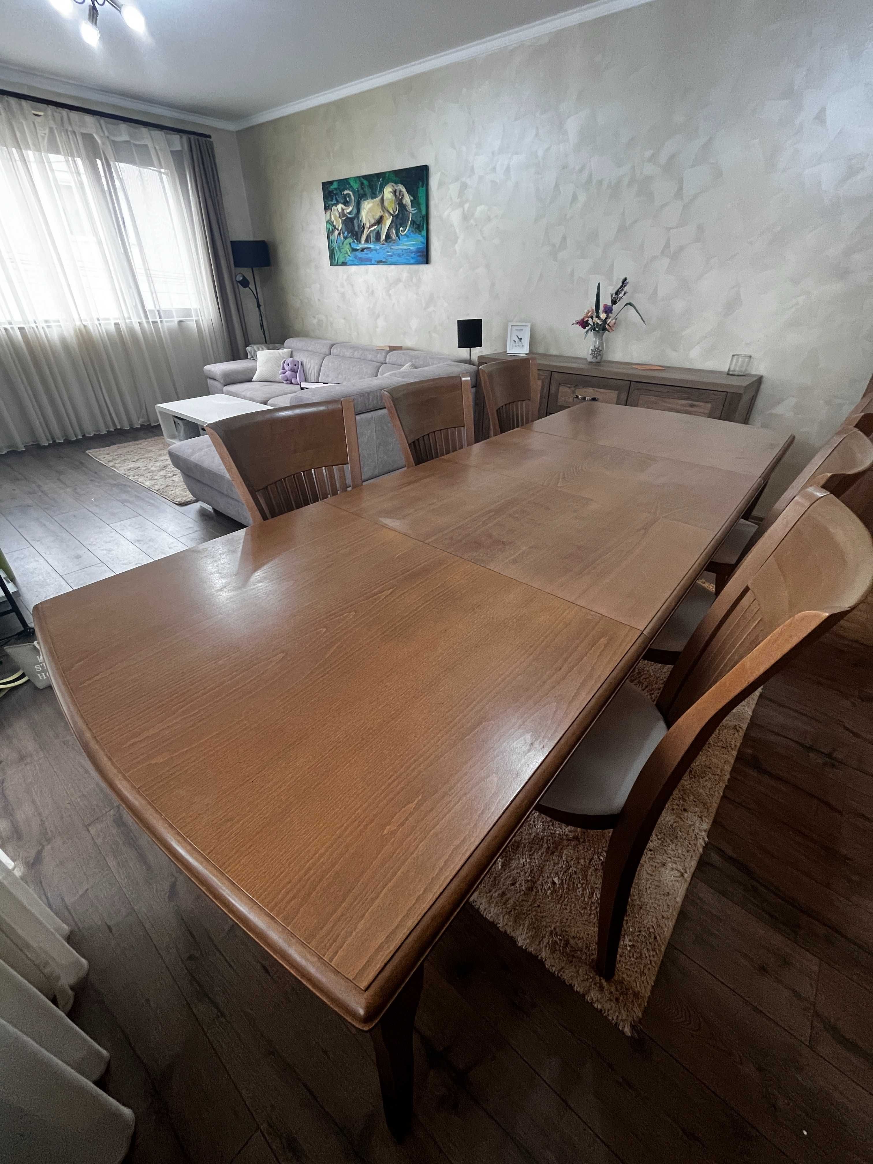 Трапезна маса светъл орех + 6 стола