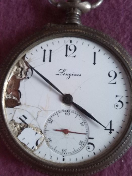 Vand ceas vechi de buzunar Elvetian din argentan, marca “LONGINES”