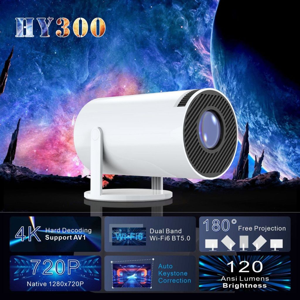 Преносим мини проектор,Android 11,HDMI връзка,USB,AV, Audio jack3.5mm,