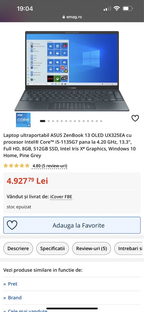Laptop ASUS zenbook13,3 ultra sbtire, puternic,ssd schimb cu Tableta !