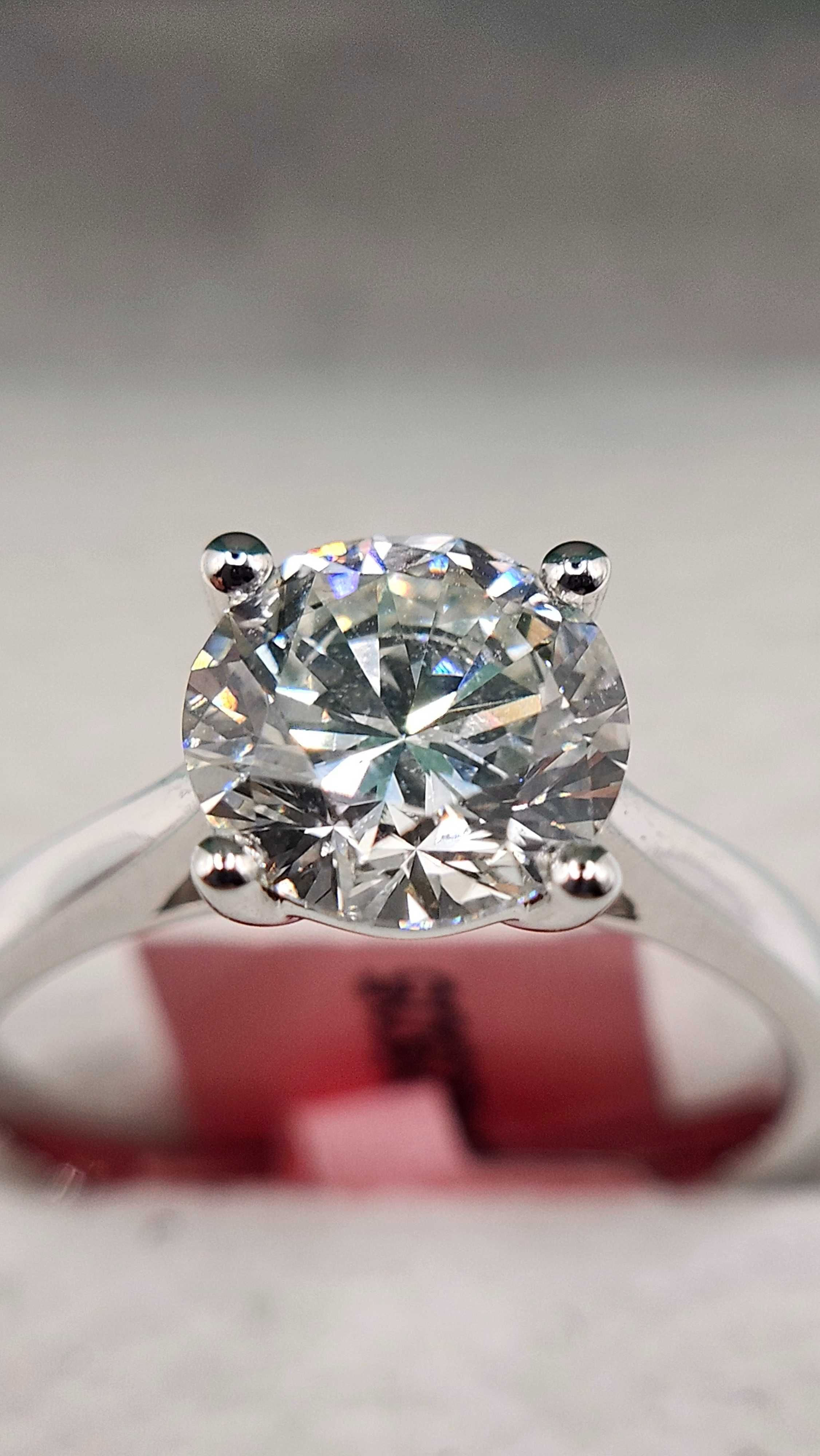 Inel logodnă 2 ct diamant aur alb 14k  – IGI certificat – nou –