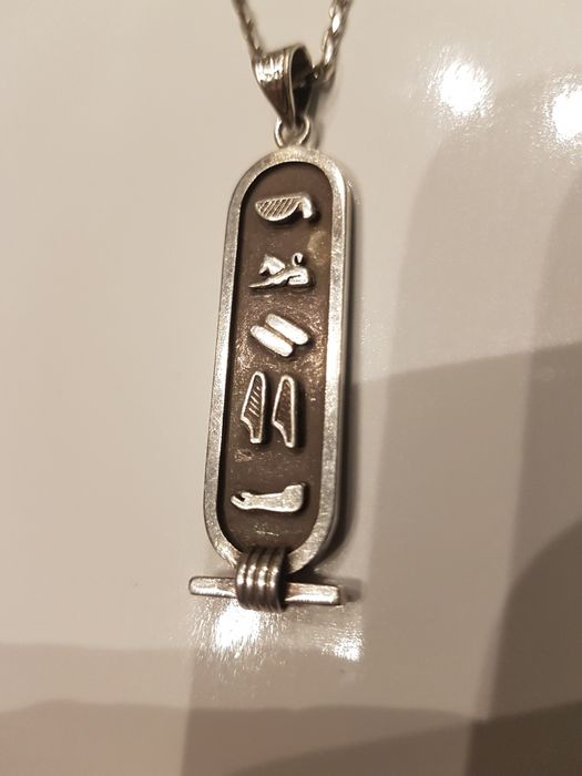 Lant colier argint 925 vintage,pandantiv egiptean 5 cm,lantul  42 cm