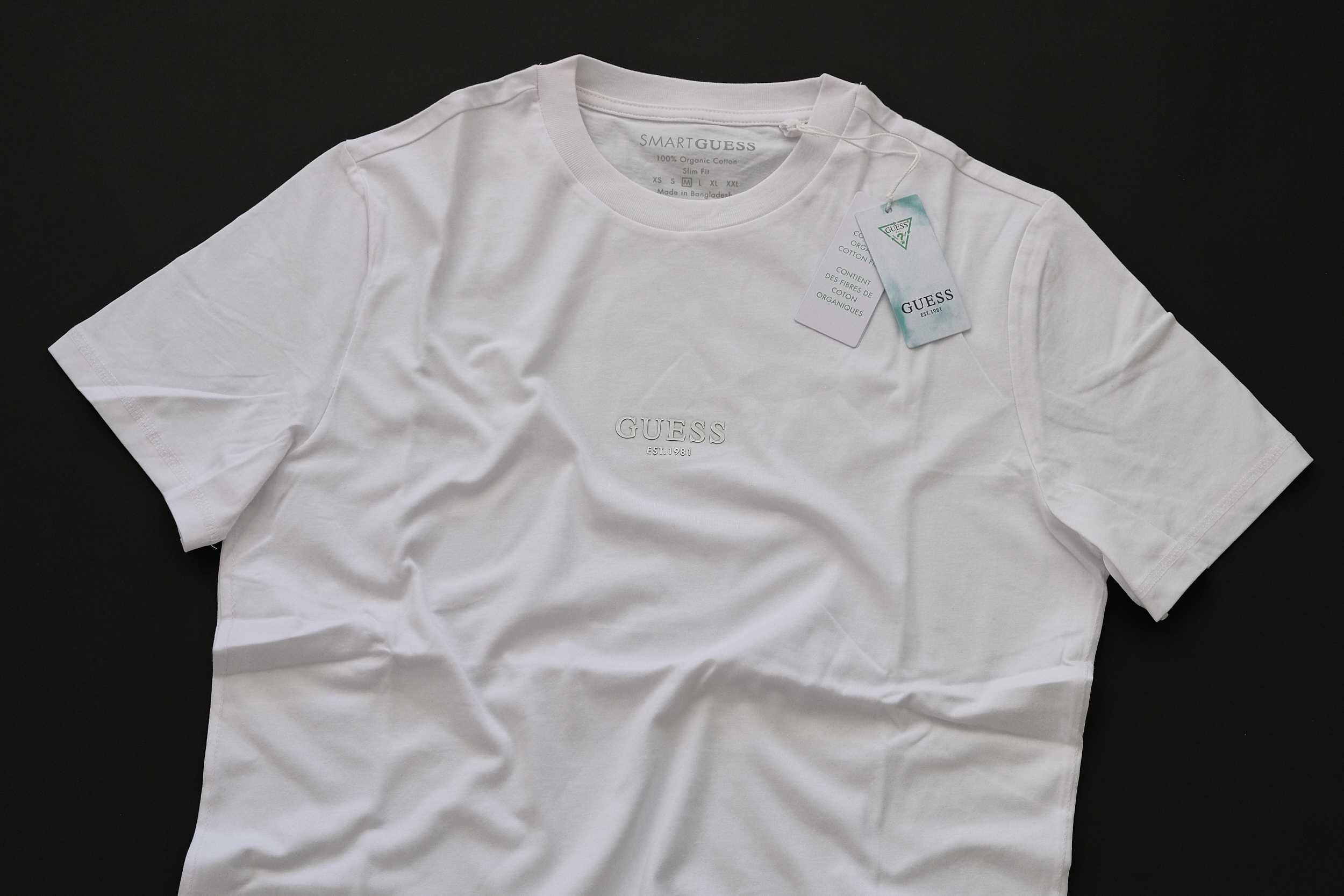 GUESS XL и XXL размери-Оригинална бяла тениска с надпис