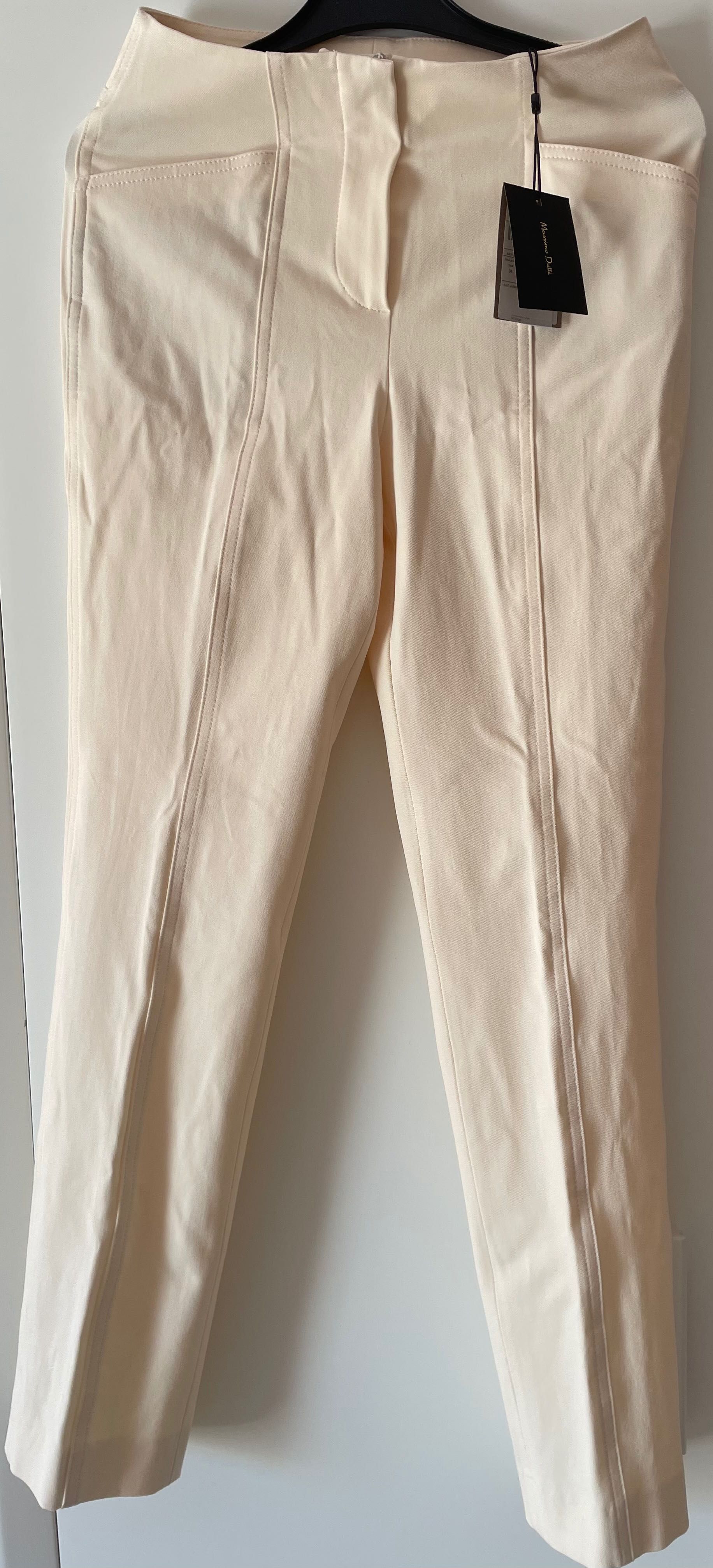 Pantaloni Massimo Dutti elastici alb-crem, 34, noi cu etichetă