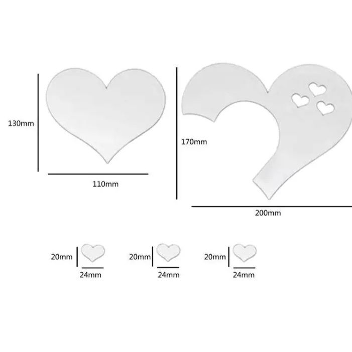 Oglinda 3D cu autocolant model inimi