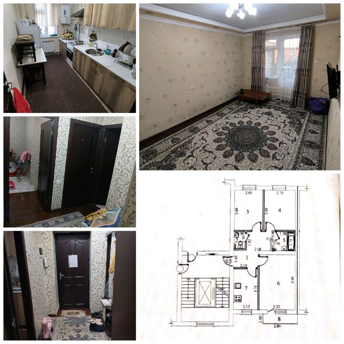 Сергели 7а да квартира сотилади 3хона 61000