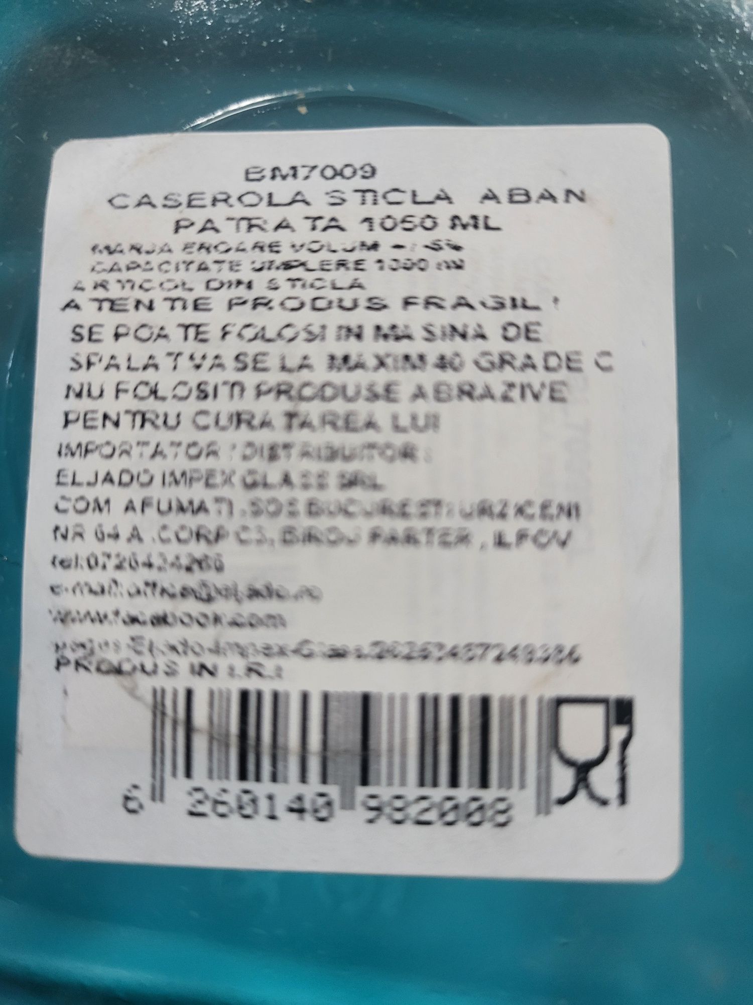 Caserola sticla termorezistenta capac silicon 1050ml 15 lei buc