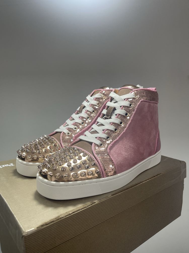 Christian Louboutin Pink Suede Spikes