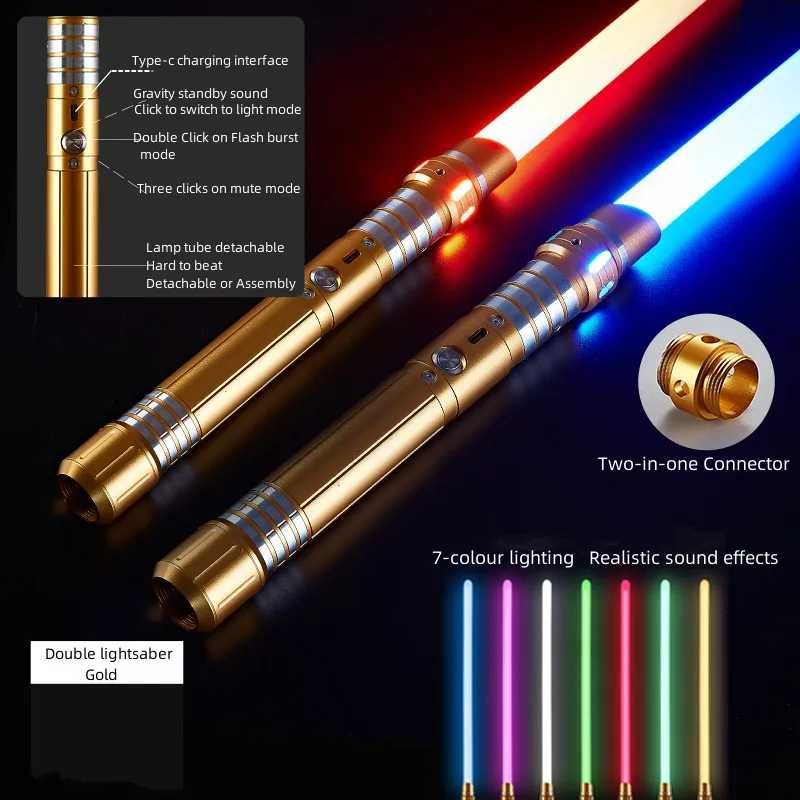 x2 Sabii laser Star Wars cu maner din metal 7 culori cu senzor
