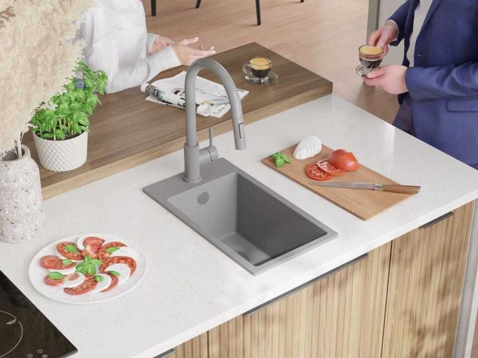 Сива кухненска гранитна мивка Рига 30 XL 280 x 500 mm