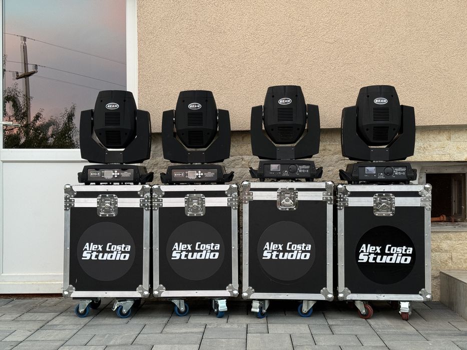 4x Beam 7R + flightcase & schelă & dmx & tabletă
